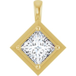 18K Yellow Gold 6.5 mm Square Charm/Pendant Mounting