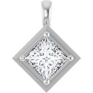 18K White Gold 6.5 mm Square Charm/Pendant Mounting