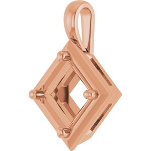 10K Rose Gold 6.5 mm Square Charm/Pendant Mounting – image 4