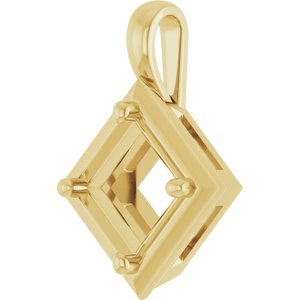 10K Yellow Gold 6.5 mm Square Charm/Pendant Mounting – image 4