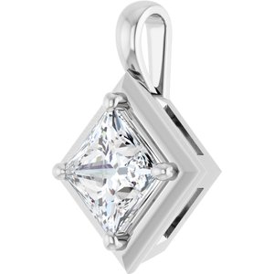 18K White Gold 6.5 mm Square Charm/Pendant Mounting – image 3
