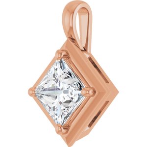 14K Rose Gold 6.5 mm Square Charm/Pendant Mounting – image 3