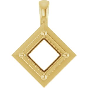 10K Yellow Gold 6 mm Square Charm/Pendant Mounting – image 2