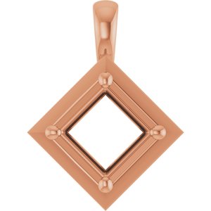 14K Rose Gold 6 mm Square Charm/Pendant Mounting – image 2