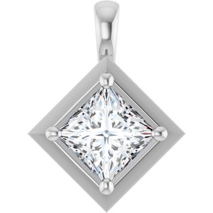 14K White Gold 6 mm Square Charm/Pendant Mounting