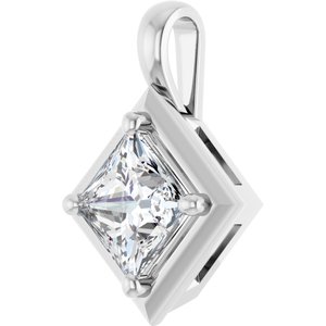 14K White Gold 6 mm Square Charm/Pendant Mounting – image 3