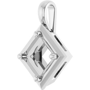 18K White Gold 6 mm Square Charm/Pendant Mounting – image 4
