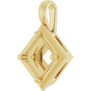 10K Yellow Gold 6 mm Square Charm/Pendant Mounting – image 4
