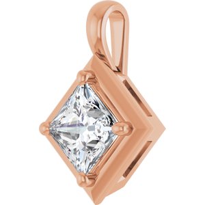 18K Rose Gold 6 mm Square Charm/Pendant Mounting – image 3