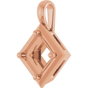 14K Rose Gold 6 mm Square Charm/Pendant Mounting – image 4