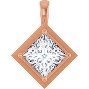 10K Rose Gold 8 mm Square Charm/Pendant Mounting