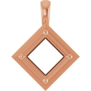 14K Rose Gold 8 mm Square Charm/Pendant Mounting – image 2