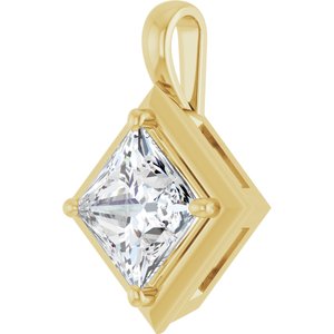 18K Yellow Gold 8 mm Square Charm/Pendant Mounting – image 3