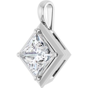 18K White Gold 8 mm Square Charm/Pendant Mounting – image 3
