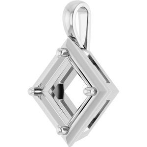 10K White Gold 8 mm Square Charm/Pendant Mounting – image 4