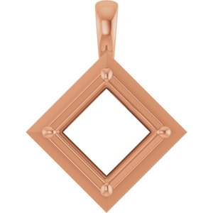 10K Rose Gold 9 mm Square Charm/Pendant Mounting – image 2