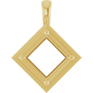 10K Yellow Gold 9 mm Square Charm/Pendant Mounting – image 2