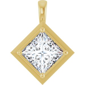 14K Yellow Gold 9 mm Square Charm/Pendant Mounting