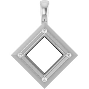 Sterling Silver 9 mm Square Charm/Pendant Mounting – image 2