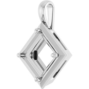 18K White Gold 9 mm Square Charm/Pendant Mounting – image 4