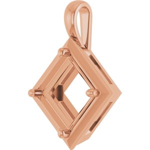 10K Rose Gold 9 mm Square Charm/Pendant Mounting – image 4