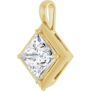 14K Yellow Gold 9 mm Square Charm/Pendant Mounting – image 3