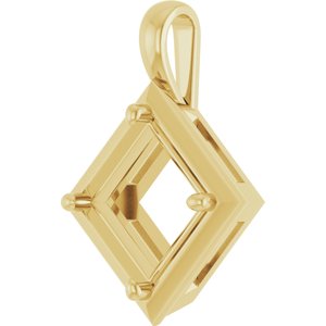 10K Yellow Gold 9 mm Square Charm/Pendant Mounting – image 4
