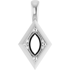 14K X1 White Gold 6x3.5 mm Marquise Charm/Pendant Mounting – image 2