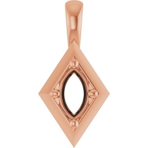 14K Rose Gold 6x3.5 mm Marquise Charm/Pendant Mounting – image 2