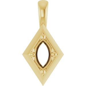 18K Yellow Gold 6x3.5 mm Marquise Charm/Pendant Mounting – image 2