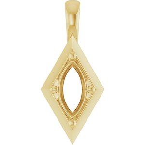 18K Yellow Gold 10x5 mm Marquise Charm/Pendant Mounting – image 2