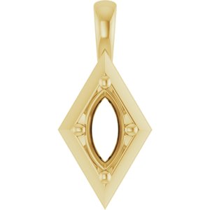 18K Yellow Gold 8x4 mm Marquise Charm/Pendant Mounting – image 2