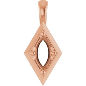 18K Rose Gold 8x4 mm Marquise Charm/Pendant Mounting – image 2