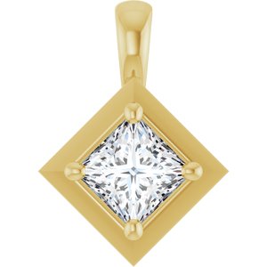 18K Yellow Gold 4 mm Square Charm/Pendant Mounting