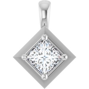 Platinum 4 mm Square Charm/Pendant Mounting