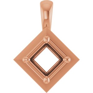 14K Rose Gold 4 mm Square Charm/Pendant Mounting – image 2