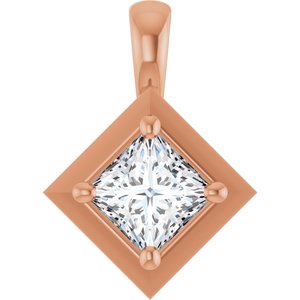 14K Rose Gold 4 mm Square Charm/Pendant Mounting