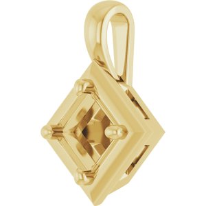 18K Yellow Gold 4 mm Square Charm/Pendant Mounting – image 4