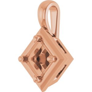 14K Rose Gold 4 mm Square Charm/Pendant Mounting – image 4