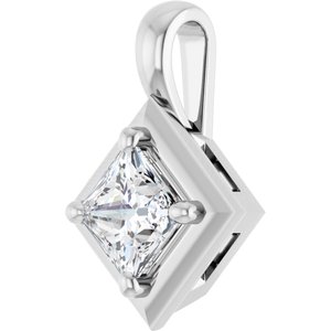 10K White Gold 4 mm Square Charm/Pendant Mounting – image 3