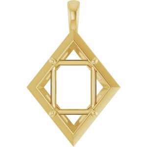 14K Yellow Gold 12x10 mm Emerald Charm/Pendant Mounting – image 2