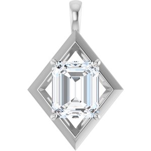 10K White Gold 12x10 mm Emerald Charm/Pendant Mounting