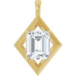 14K Yellow Gold 12x10 mm Emerald Charm/Pendant Mounting