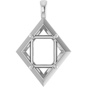 Platinum 12x10 mm Emerald Charm/Pendant Mounting – image 2