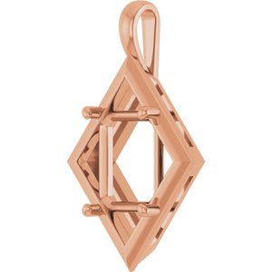 18K Rose Gold 12x10 mm Emerald Charm/Pendant Mounting – image 4