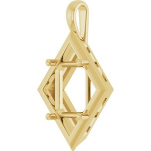 14K Yellow Gold 12x10 mm Emerald Charm/Pendant Mounting – image 4