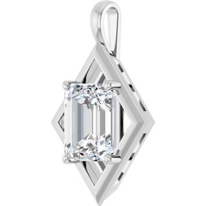 Platinum 12x10 mm Emerald Charm/Pendant Mounting – image 3