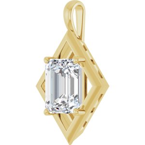 14K Yellow Gold 12x10 mm Emerald Charm/Pendant Mounting – image 3