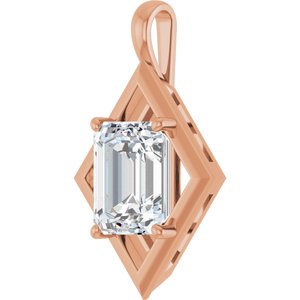 18K Rose Gold 12x10 mm Emerald Charm/Pendant Mounting – image 3