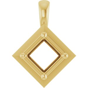 18K Yellow Gold 5 mm Square Charm/Pendant Mounting – image 2